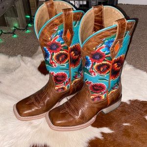 Ariat floral square toe boots
